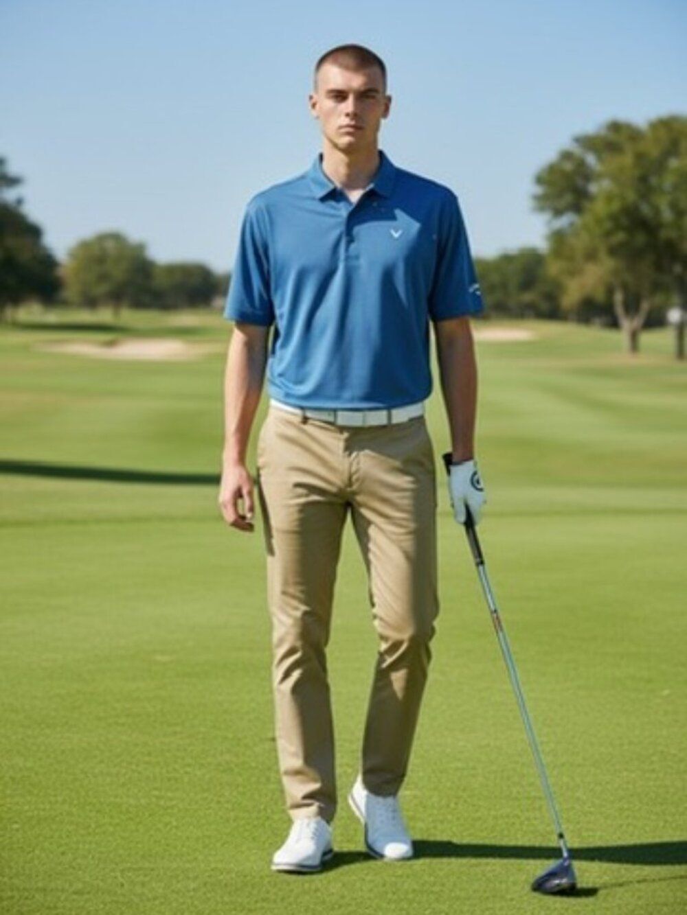 Callaway Golf Opti-Dri Men's Micro-Check Grid Polo Shirt - Blue - Size Medium